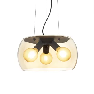   AMANDA závěsná matná černá jantarové sklo 230V LED E27 3x15W