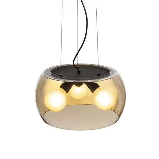 AMANDA závěsná matná černá jantarové sklo 230V LED E27 3x15W