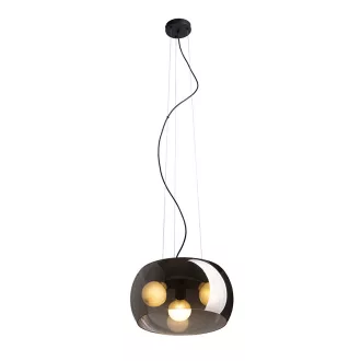   AMANDA závěsná matná černá kouřové sklo 230V LED E27 3x15W