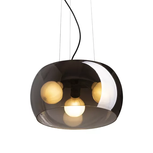 AMANDA závěsná matná černá kouřové sklo 230V LED E27 3x15W