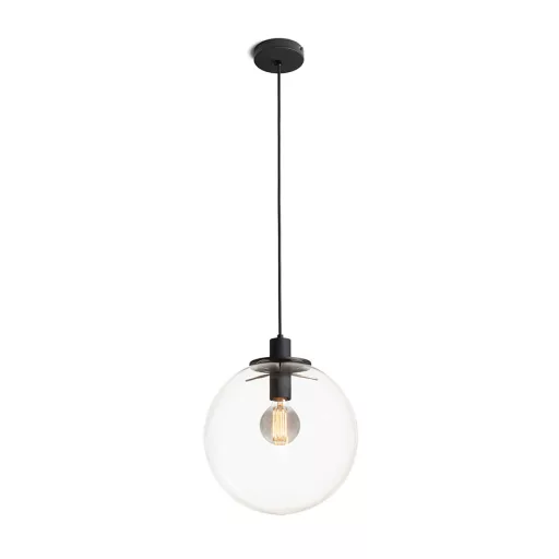BOULDER 30 závěsná čiré sklo/černá 230V LED E27 15W