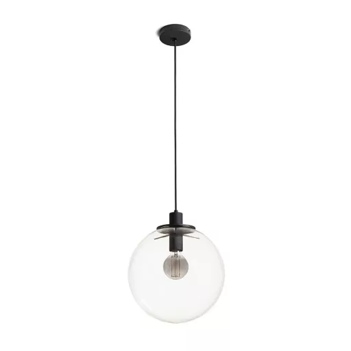 BOULDER 30 závěsná čiré sklo/černá 230V LED E27 15W