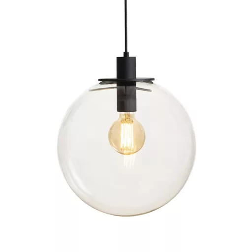 BOULDER 30 závěsná čiré sklo/černá 230V LED E27 15W
