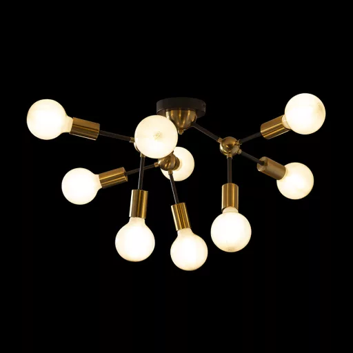 ARTEMIA 9 stropní černá česaná mosaz 230V LED E27 9x15W