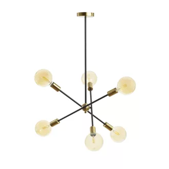 ARTEMIA 6 na tyči černá česaná mosaz 230V LED E27 6x15W