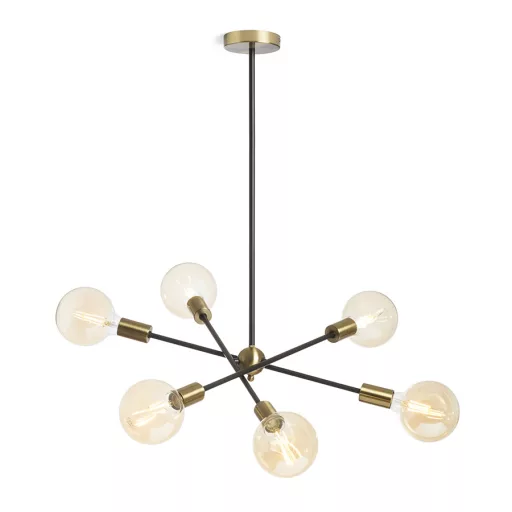ARTEMIA 6 na tyči černá česaná mosaz 230V LED E27 6x15W