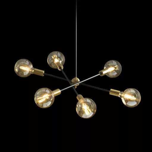 ARTEMIA 6 na tyči černá česaná mosaz 230V LED E27 6x15W