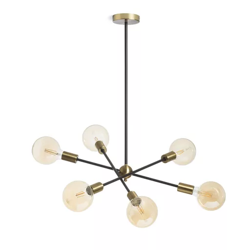 ARTEMIA 6 na tyči černá česaná mosaz 230V LED E27 6x15W