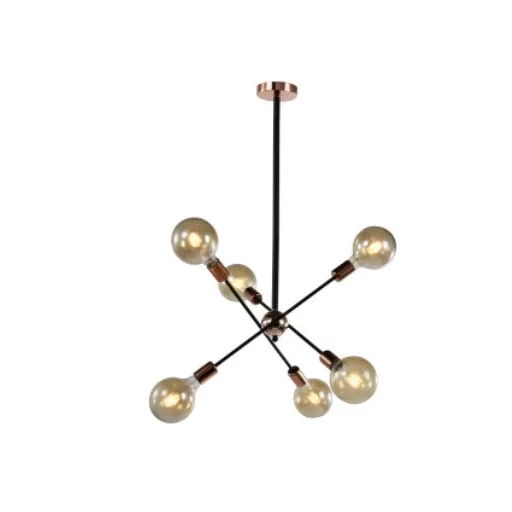 ARTEMIA 6 na tyči černá česaná mosaz 230V LED E27 6x15W