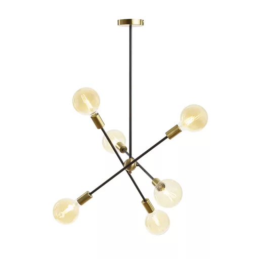ARTEMIA 6 na tyči černá česaná mosaz 230V LED E27 6x15W