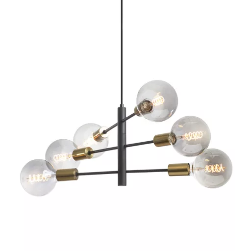 ARTEMIA 6 závěsná černá česaná mosaz 230V LED E27 6x15W