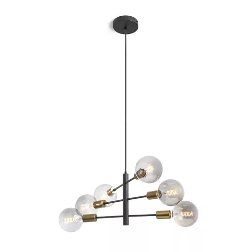 ARTEMIA 6 závěsná černá česaná mosaz 230V LED E27 6x15W