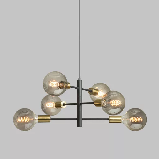 ARTEMIA 6 závěsná černá česaná mosaz 230V LED E27 6x15W