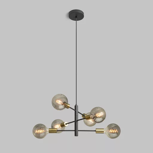 ARTEMIA 6 závěsná černá česaná mosaz 230V LED E27 6x15W