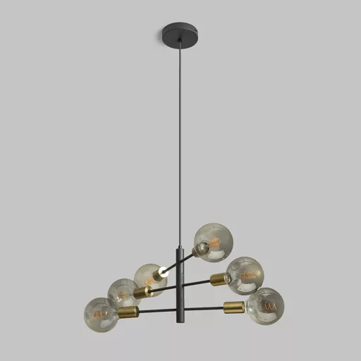 ARTEMIA 6 závěsná černá česaná mosaz 230V LED E27 6x15W