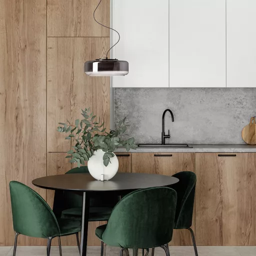 NAOMI 35 závěsná kouřové sklo/mléčné sklo/černá 230V LED 18W 3000K