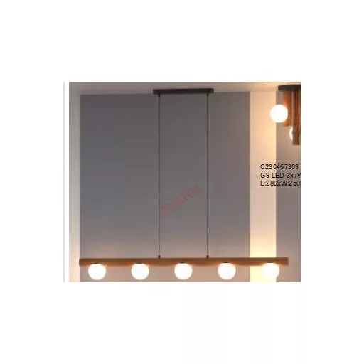 NOCTIS závěsná dřevo/opálové sklo 230V LED G9 5x7W
