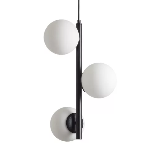 ETHERIA závěsná černá opálové sklo 230V LED E27 3x11W