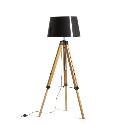 RENDL R14501 ALVIS/RIDICK állólámpa, dekoratív csillogó fekete arany fólia/bambusz/fekete