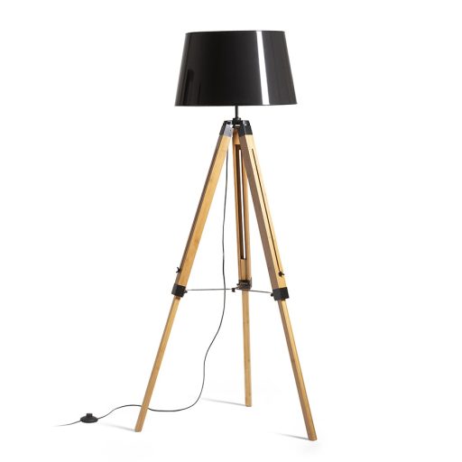 RENDL R14501 ALVIS/RIDICK állólámpa, dekoratív csillogó fekete arany fólia/bambusz/fekete