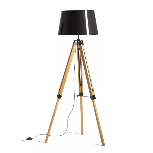 ALVIS/RIDICK állólámpa csillogó fekete arany fólia/bambusz/fekete 230V LED E27 15W