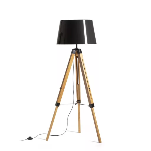 ALVIS/RIDICK állólámpa csillogó fekete arany fólia/bambusz/fekete 230V LED E27 15W