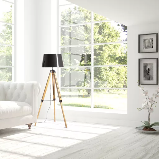 ALVIS/RIDICK állólámpa csillogó fekete arany fólia/bambusz/fekete 230V LED E27 15W