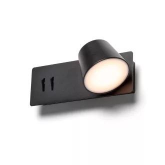   AMADEUS nástěnná s podsvícením černá 230V LED 4+6W 3000K