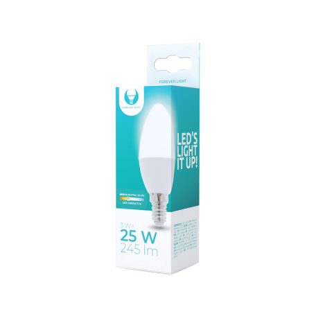 LED Izzó E14/C37, 3W 230V, Természetes fehér, 245 lumen