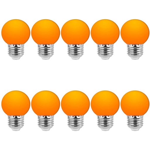 Színes Led izzó, G45, narancssárga, E27 foglalat, 2 W, 5 db készlet