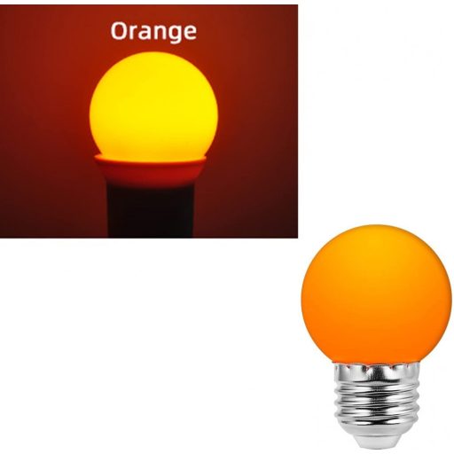 Színes Led izzó, G45, narancssárga, E27 foglalat, 2 W, 5 db készlet