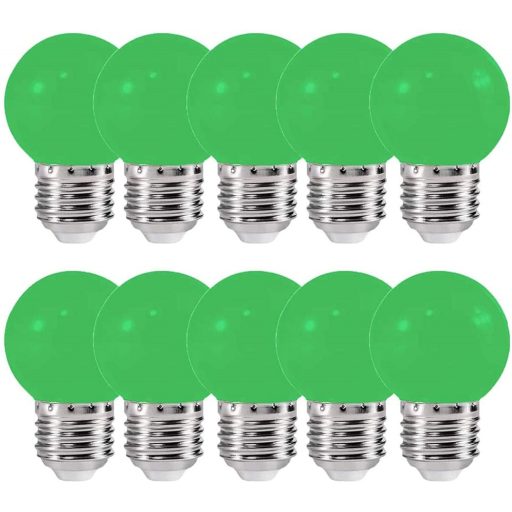 Színes Led izzó, G45, zöld, E27 foglalat, 2 W, 5 db készlet