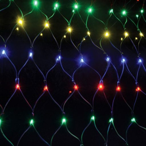 Karácsonyi 8 funkciós fényháló, 200 led, kültéri/beltéri, színes fehér