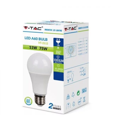 V-TAC 11W LED izzó E27 , természetes fehér, 10db/csomag