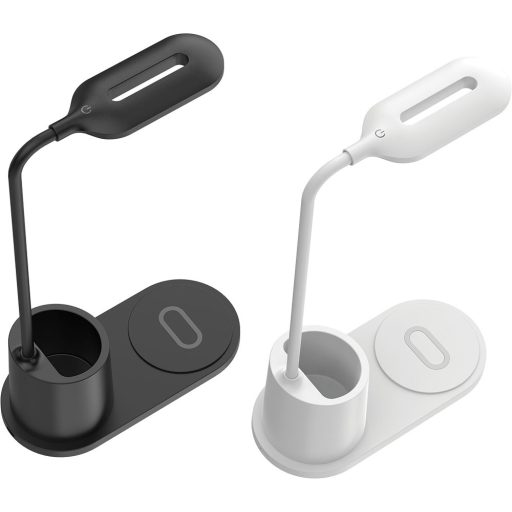 Rebeltec Led asztali lámpa vezeték nélküli indukciós töltővel QI W600, 10W Nagy sebességű fehér