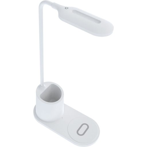 Rebeltec Led asztali lámpa vezeték nélküli indukciós töltővel QI W600, 10W Nagy sebességű fehér