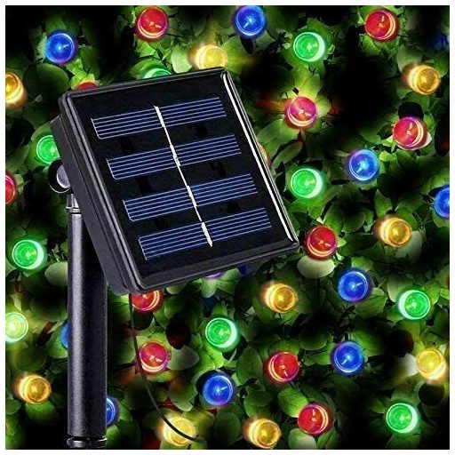 Napelemes 300 LED-es színes dekorációs fényfüzér, kerti égősor