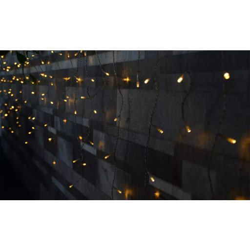 Karácsonyi jégcsap fényfüzér 360 Led, meleg fehér, adapteres, 8 funkciós