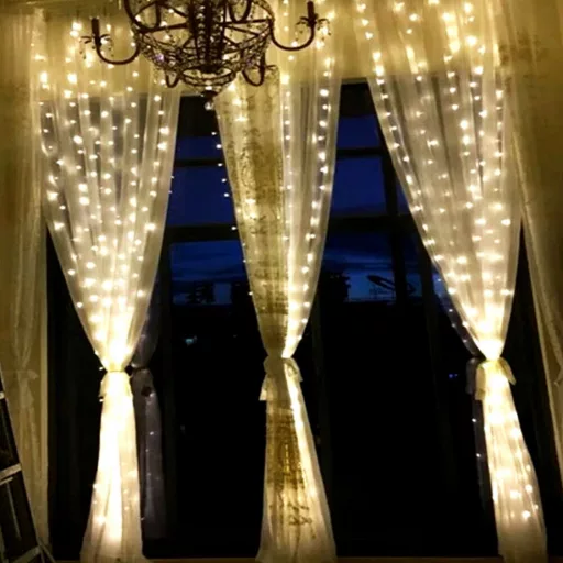 Led fényfüggöny 400 Led-es, 2x2 méter, meleg fehér, strapabíró fényfüggöny
