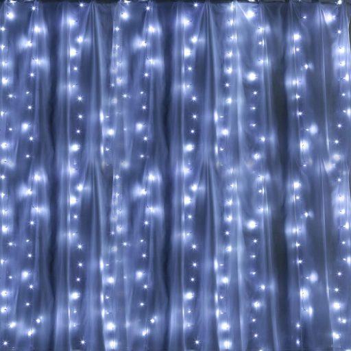 Led fényfüggöny 400 Led-es, 2x2 méter, hideg fehér, strapabíró fényfüggöny