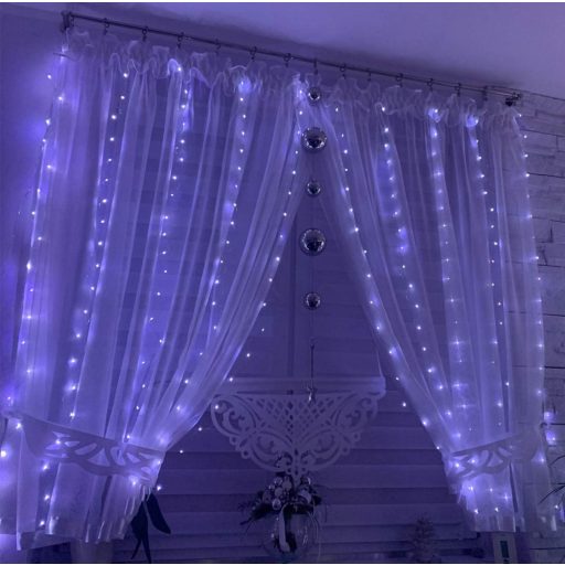 Led fényfüggöny 400 Led-es, 2x2 méter, hideg fehér, strapabíró fényfüggöny