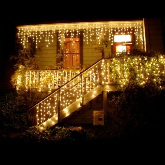  Karácsonyi jégcsap fényfüzér 480 Led, meleg fehér, 12 méter, adapteres, 8 funkciós