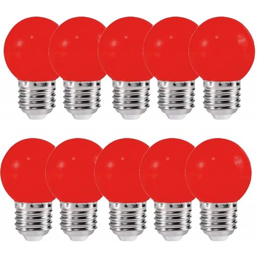 Színes Led izzó, G45, piros, E27 foglalat, 2 W, 5 db készlet